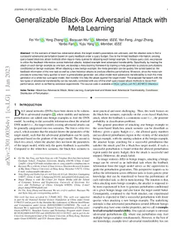 Generalizable Black-Box Adversarial Attack with Meta Learning