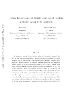 Testing Independence of Infinite Dimensional Random Elements: A Sup-norm
  Approach