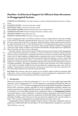 DaeMon: Architectural Support for Efficient Data Movement in
  Disaggregated Systems