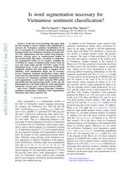 Is word segmentation necessary for Vietnamese sentiment classification?