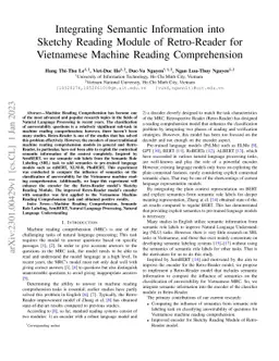 Integrating Semantic Information into Sketchy Reading Module of
  Retro-Reader for Vietnamese Machine Reading Comprehension
