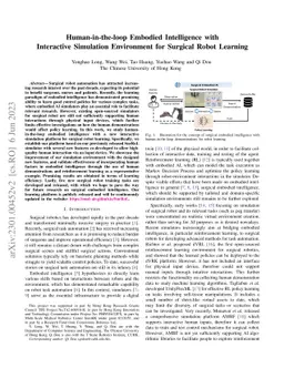 Human-in-the-loop Embodied Intelligence with Interactive Simulation
  Environment for Surgical Robot Learning