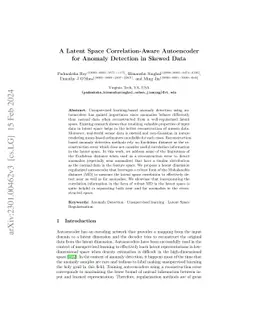 A Latent Space Correlation-Aware Autoencoder for Anomaly Detection in
  Skewed Data