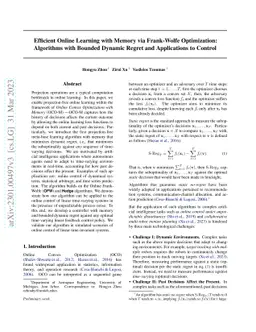 Efficient Online Learning with Memory via Frank-Wolfe Optimization:
  Algorithms with Bounded Dynamic Regret and Applications to Control