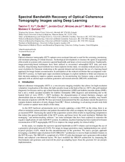 Spectral Bandwidth Recovery of Optical Coherence Tomography Images using
  Deep Learning