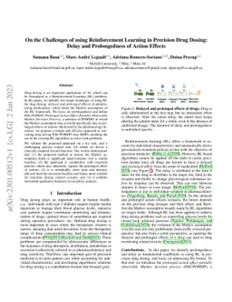 On the Challenges of using Reinforcement Learning in Precision Drug
  Dosing: Delay and Prolongedness of Action Effects