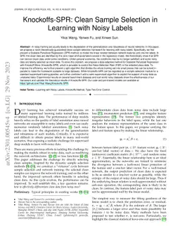 Knockoffs-SPR: Clean Sample Selection in Learning with Noisy Labels