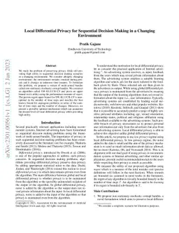 Local Differential Privacy for Sequential Decision Making in a Changing
  Environment