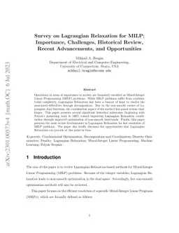 Survey on Lagrangian Relaxation for MILP: Importance, Challenges,
  Historical Review, Recent Advancements, and Opportunities