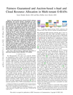 Fairness Guaranteed and Auction-based x-haul and Cloud Resource
  Allocation in Multi-tenant O-RANs