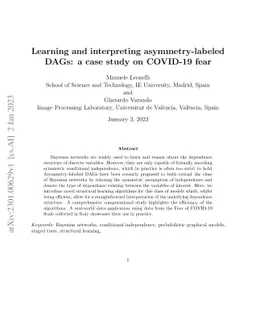 Learning and interpreting asymmetry-labeled DAGs: a case study on
  COVID-19 fear