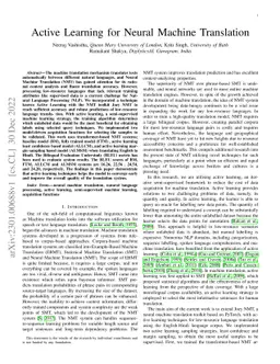 Active Learning for Neural Machine Translation