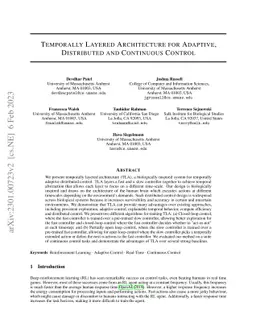 Temporally Layered Architecture for Adaptive, Distributed and Continuous
  Control