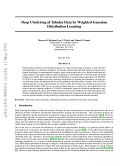 Deep Clustering of Tabular Data by Weighted Gaussian Distribution
  Learning