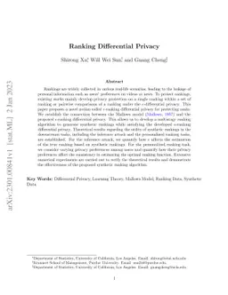 Ranking Differential Privacy