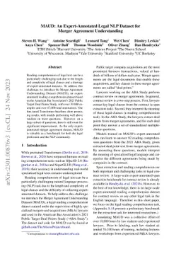 MAUD: An Expert-Annotated Legal NLP Dataset for Merger Agreement
  Understanding