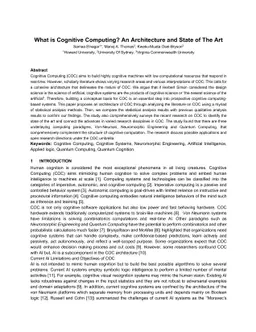 What is Cognitive Computing? An Architecture and State of The Art
