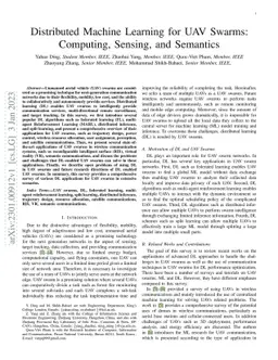 Distributed Machine Learning for UAV Swarms: Computing, Sensing, and
  Semantics