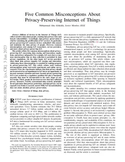 Five Common Misconceptions About Privacy-Preserving Internet of Things