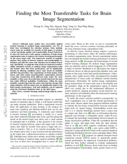 Finding the Most Transferable Tasks for Brain Image Segmentation