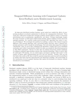 Temporal Difference Learning with Compressed Updates: Error-Feedback
  meets Reinforcement Learning