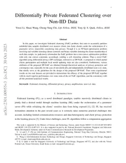 Differentially Private Federated Clustering over Non-IID Data
