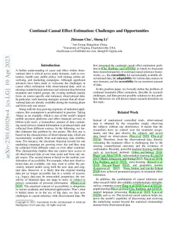 Continual Causal Effect Estimation: Challenges and Opportunities