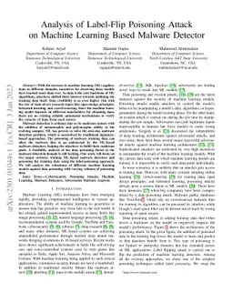 Analysis of Label-Flip Poisoning Attack on Machine Learning Based
  Malware Detector