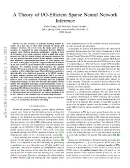 A Theory of I/O-Efficient Sparse Neural Network Inference