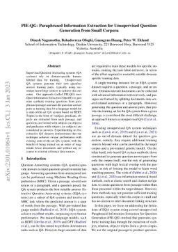 PIE-QG: Paraphrased Information Extraction for Unsupervised Question
  Generation from Small Corpora