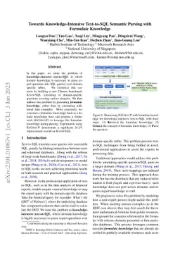 Towards Knowledge-Intensive Text-to-SQL Semantic Parsing with Formulaic
  Knowledge