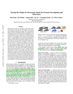 Tracing the Origin of Adversarial Attack for Forensic Investigation and
  Deterrence