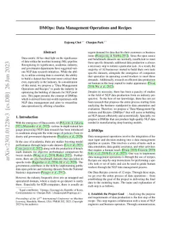 DMOps: Data Management Operation and Recipes