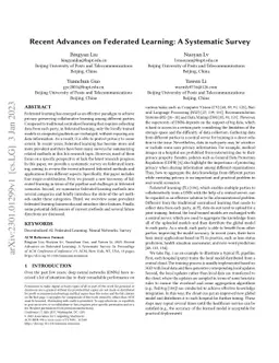 Recent Advances on Federated Learning: A Systematic Survey