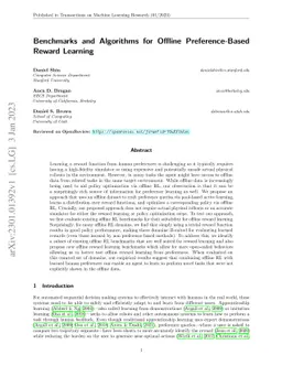 Benchmarks and Algorithms for Offline Preference-Based Reward Learning