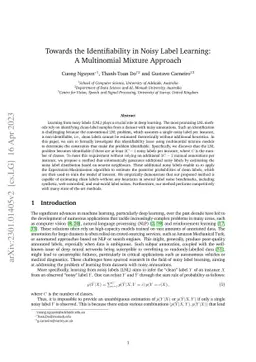 Towards the Identifiability in Noisy Label Learning: A Multinomial Mixture Modelling Approach