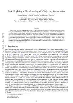 Task Weighting in Meta-learning with Trajectory Optimisation