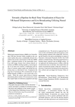 Towards a Pipeline for Real-Time Visualization of Faces for VR-based
  Telepresence and Live Broadcasting Utilizing Neural Rendering