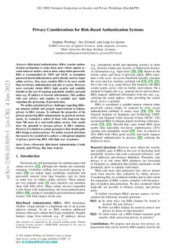 Privacy Considerations for Risk-Based Authentication Systems