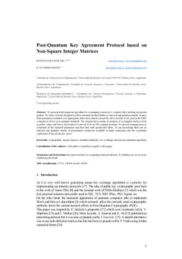 Post-Quantum Key Agreement Protocol based on Non-Square Integer Matrices