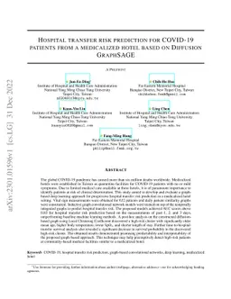 Hospital transfer risk prediction for COVID-19 patients from a
  medicalized hotel based on Diffusion GraphSAGE