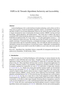 FATE in AI: Towards Algorithmic Inclusivity and Accessibility