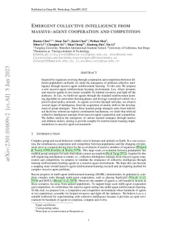 Emergent collective intelligence from massive-agent cooperation and
  competition