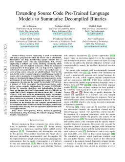 Extending Source Code Pre-Trained Language Models to Summarise
  Decompiled Binaries