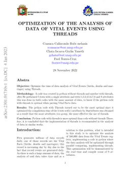 Optimization of the Analysis of Vital Events Using Threads