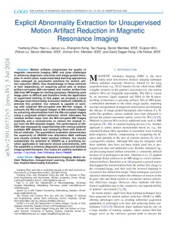 Explicit Abnormality Extraction for Unsupervised Motion Artifact
  Reduction in Magnetic Resonance Imaging