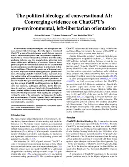 The political ideology of conversational AI: Converging evidence on
  ChatGPT's pro-environmental, left-libertarian orientation