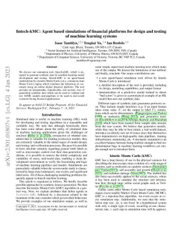 fintech-kMC: Agent based simulations of financial platforms for design
  and testing of machine learning systems