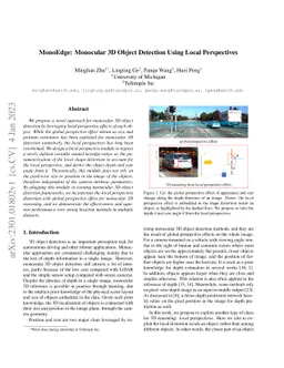 MonoEdge: Monocular 3D Object Detection Using Local Perspectives
