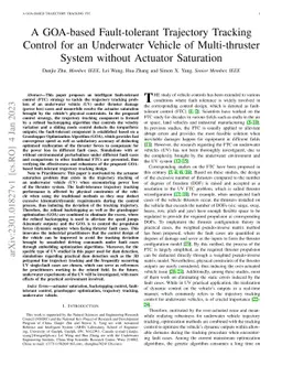 A GOA-Based Fault-Tolerant Trajectory Tracking Control for an Underwater
  Vehicle of Multi-Thruster System without Actuator Saturation